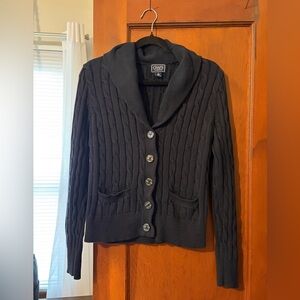 Chaps Classics Navy Knit Cardigan Sweater - 100% cotton